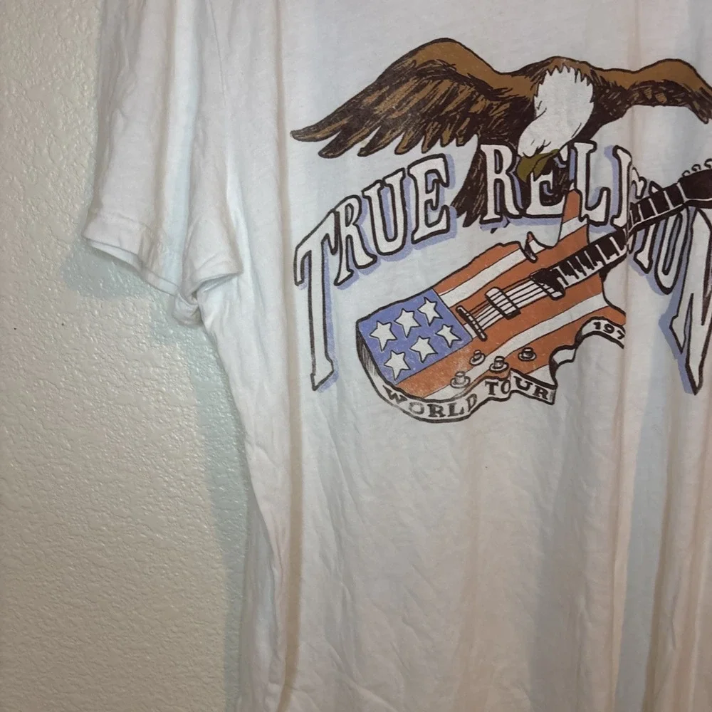 True Religion T Shirt Guitar Bald Eagle World Tour‎ 1971 Rock & Roll Festival XL